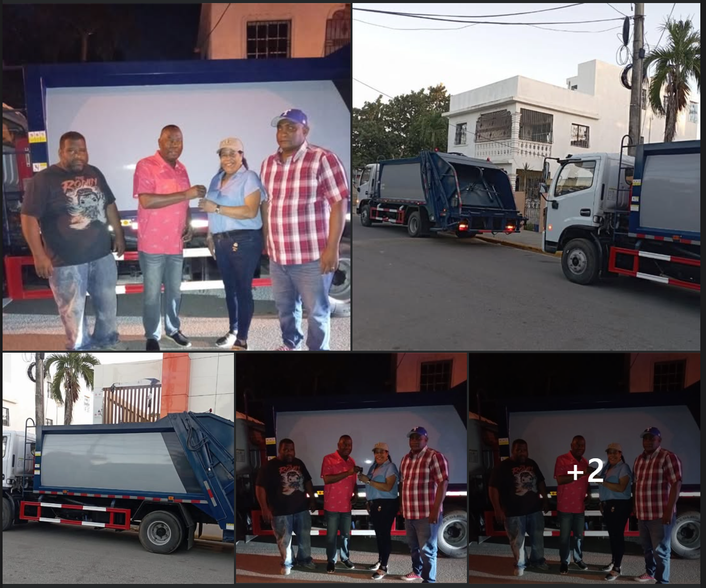 La noche de hoy, el alcalde Máximo Soriano hizo entrega de dos nuevas flotillas de camiones compactadores de basura a la directora de Ornato